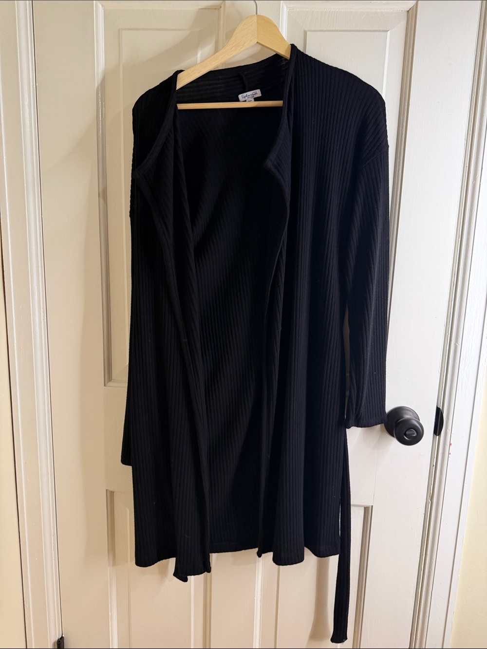 Splendid Black Rib Knit Open Cardigan
